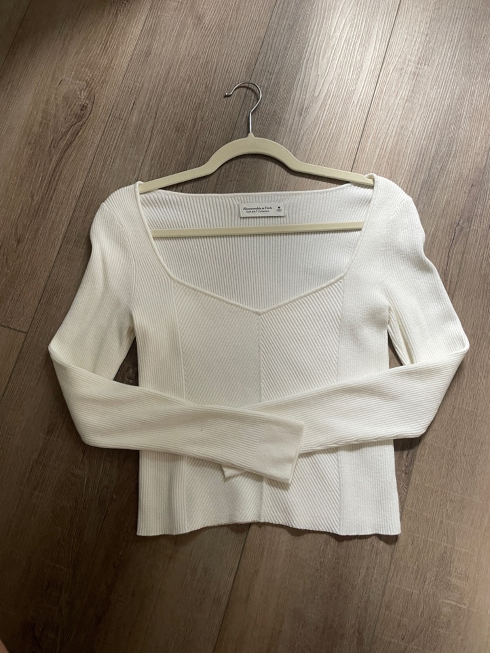 Abercrombie & Fitch Cream Ribbed Long Sleeve Sweater
